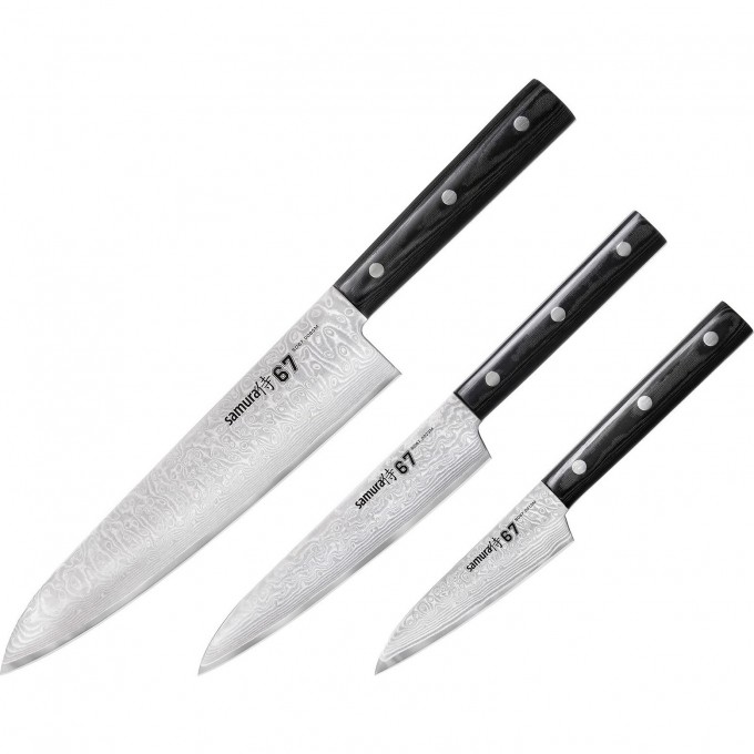 Набор из 3-х ножей SAMURA 67 DAMASCUS SD67-0220M/K